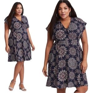 NWT Torrid Navy Mandala Print Skater Dress